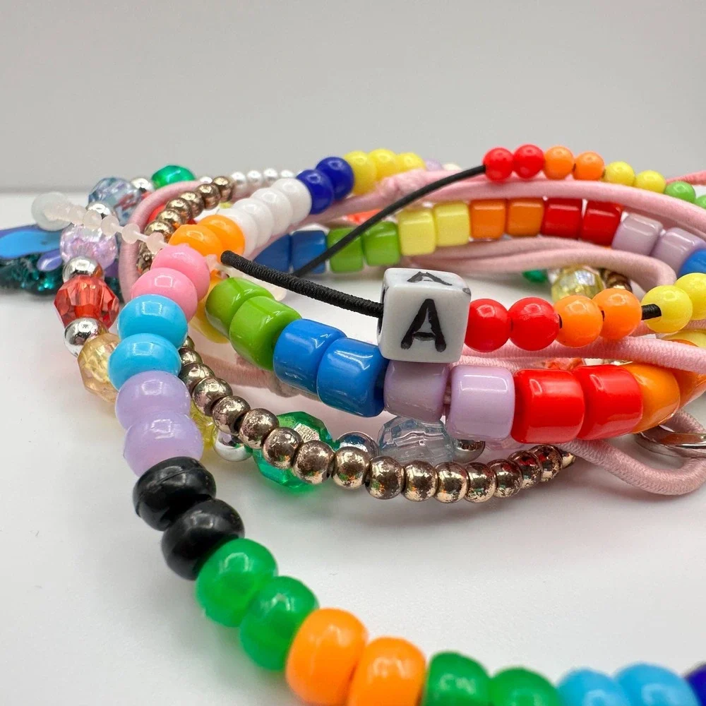 Vintage 90s Y2K Kandi Beaded Bracelet‎ Lot Stitch Charm Women's Classic Jewelry